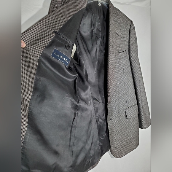 CANALI SAKS FIFTH AVENUE GRAY HOUNDSTOOTH SUIT BLAZER SIZE 50 R EUROPE 40 R USA - Picture 4 of 9